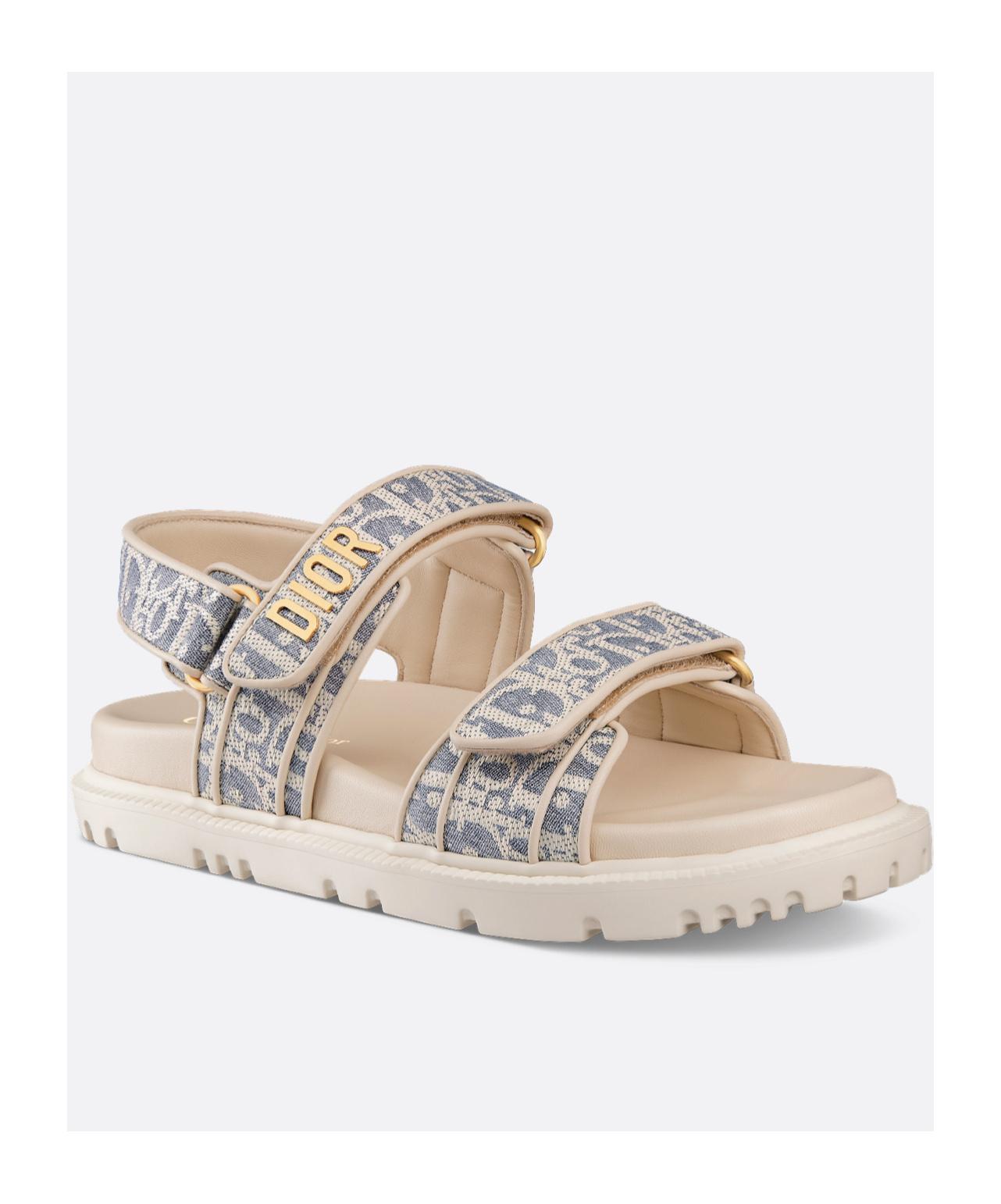 Dior Christian Act Logo Plaque Double-Strap Sandals in White | Lyst