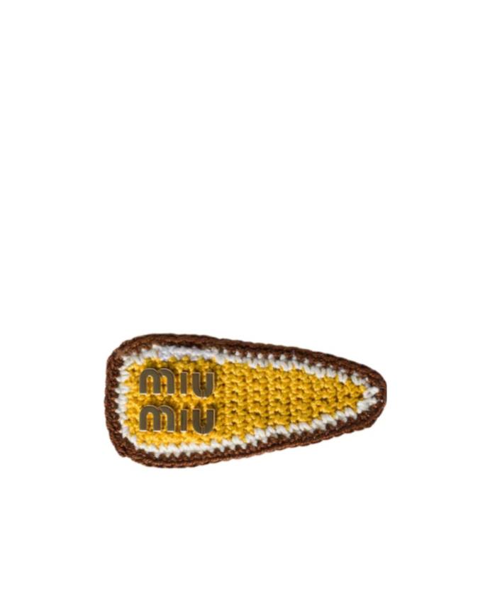 ヘアアクセサリー MIU MIU CROCHET HAIR CLIP Miu Miu Crochet Hair Clip in Metallic | Lyst