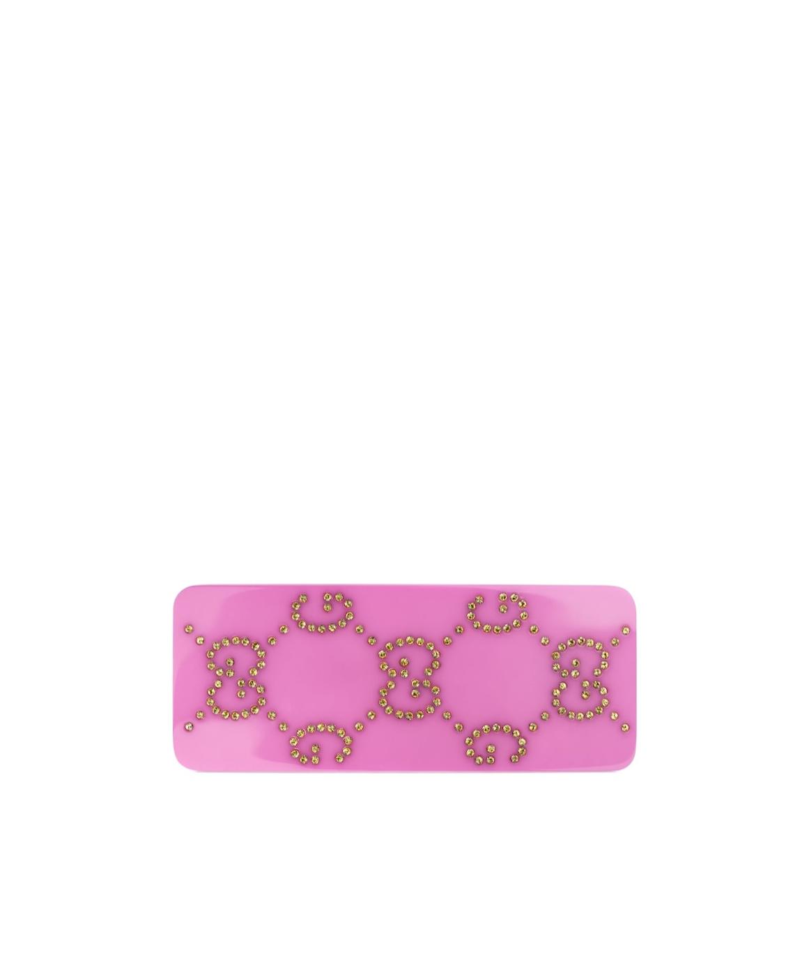 Gucci Pink Rhinestone GG Logo Interlocking Hair Clip Pink Gucci Rhinestone Heart Shape GG Logo Interlocking Hair  main image 4