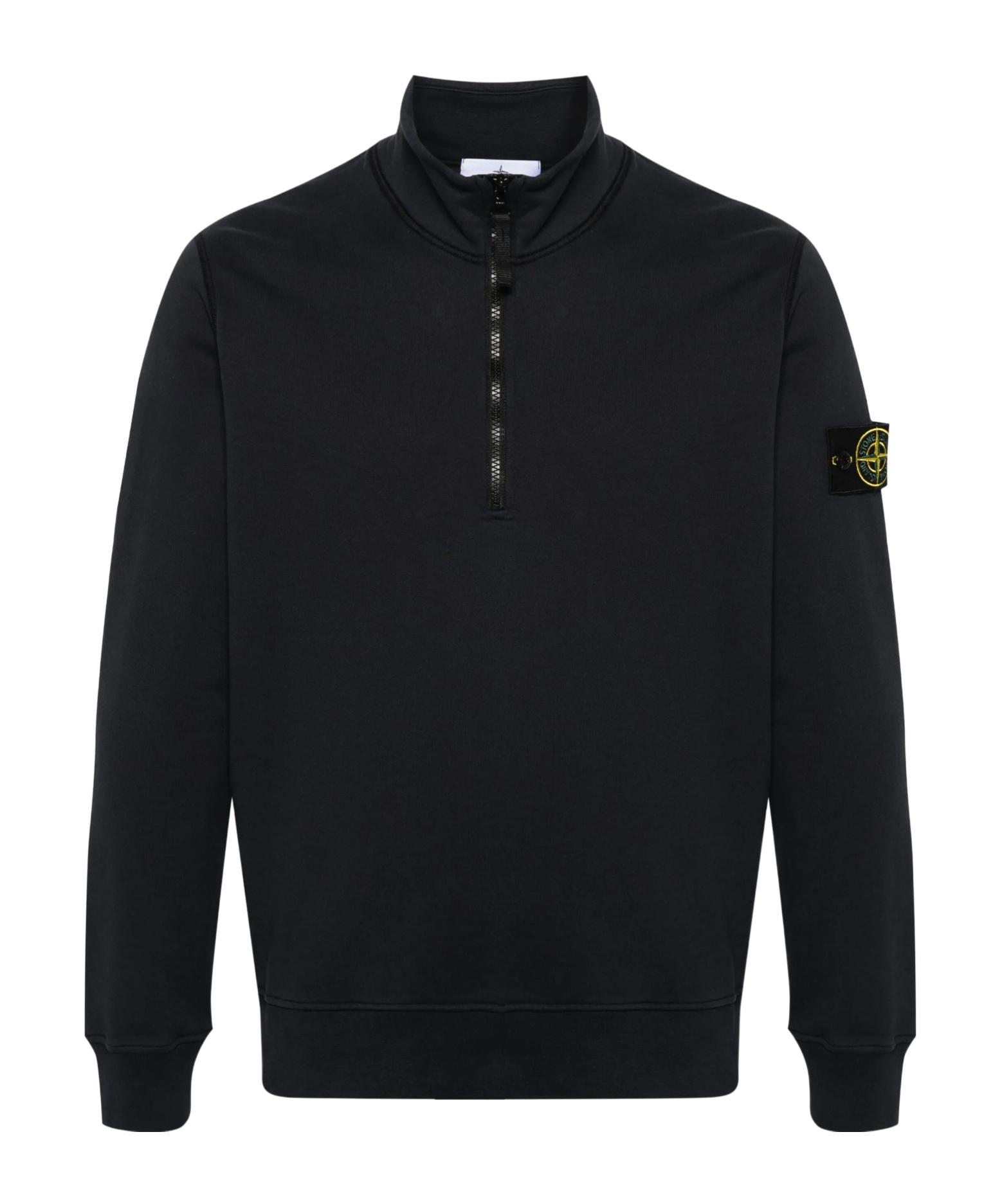 Stone Island Logo Patch Quarter-Zip Sweatshirt in Blue for Men | Lyst