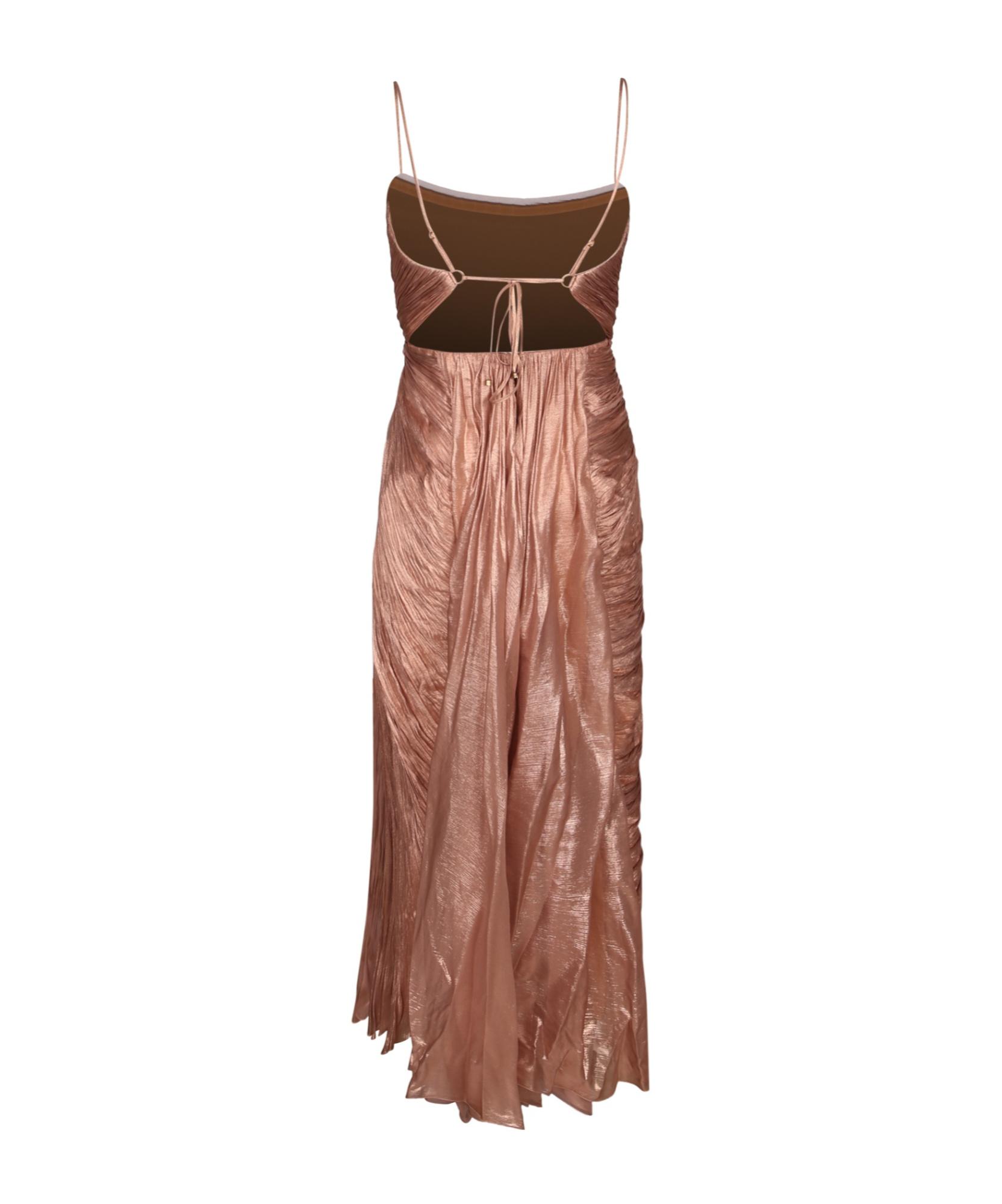 strapless open back dress Sofie Two Tone Pleated Maxi Dress