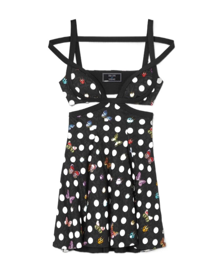 Versace X Dua Lipa Printed Midi Dress in Black | Lyst