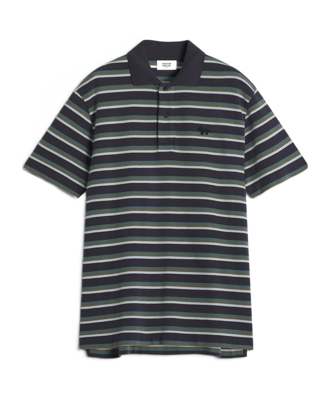 ★MAISON KITSUNE★ストライプ ポロ Tシャツ BOLD FOX HEAD PATCH FINE GAUGE STRIPED POLO | Maison Kitsuné