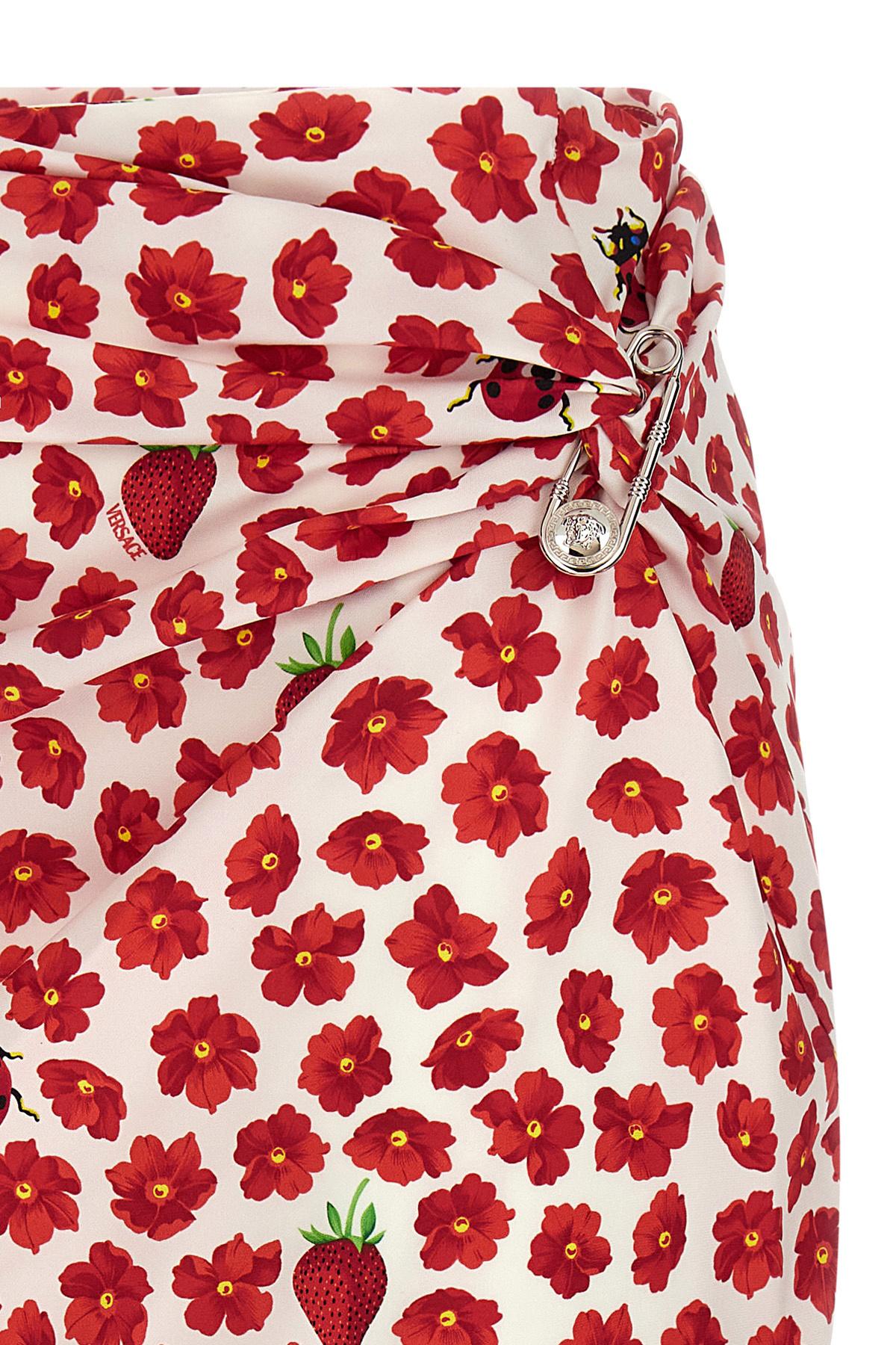 Versace Strawberry Garden Midi Skirt in Red | Lyst