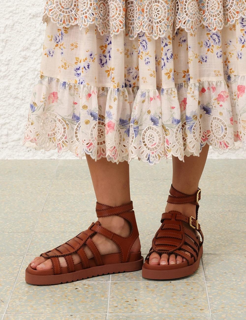 Zimmermann Goldie Gladiator Sandals in Brown | Lyst