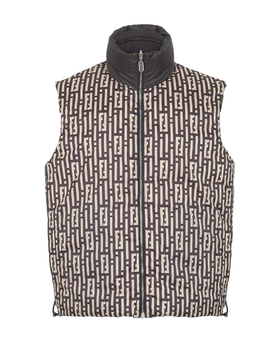 ベスト・ジレ FENDI SS24 TAILORED VEST (FT5990 S9AF0GME) Fendi Mens Monster Vest 50 Large Grey Black Reversible