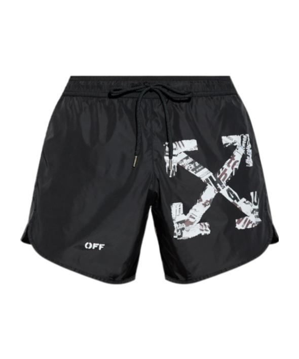 【送料&関税込】Off-White Logo Print Shorts OFF-WHITE All Over Logo Print Shorts Black White Men's
