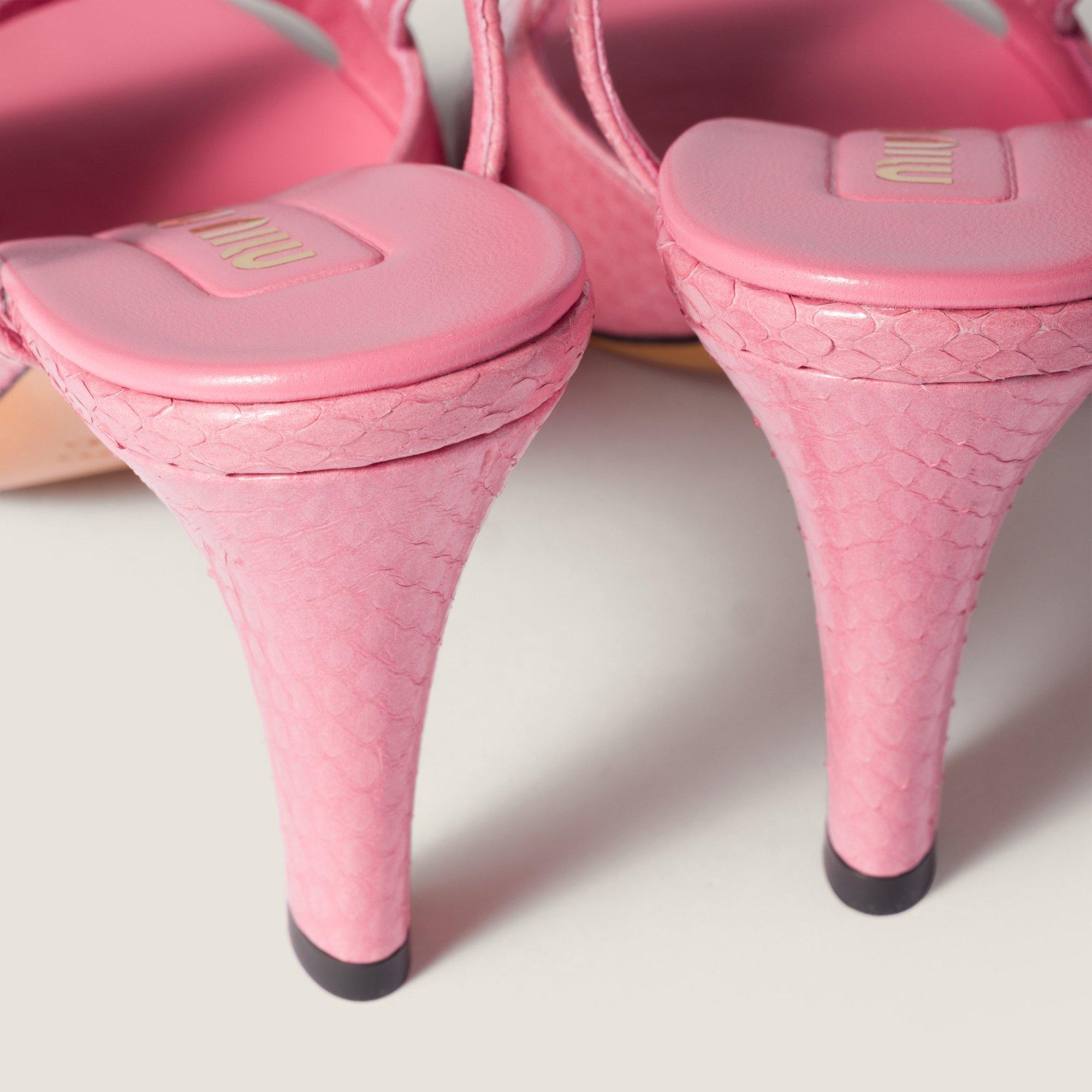 Miu Miu Embossed Slingback Sandals in Pink | Lyst