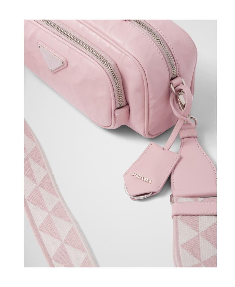 ショルダーバッグ・ポシェット PRADA Leather shoulder bag Pink 1BD314V3OO2DKV Large Woven Motif Leather Shoulder Bag in Pink – COCOON