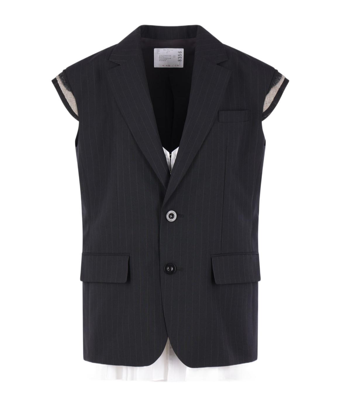 sacai Chalk Stripe / Glencheck Vest ジレ Sacai Chalk Stripe Vest in Black | Lyst
