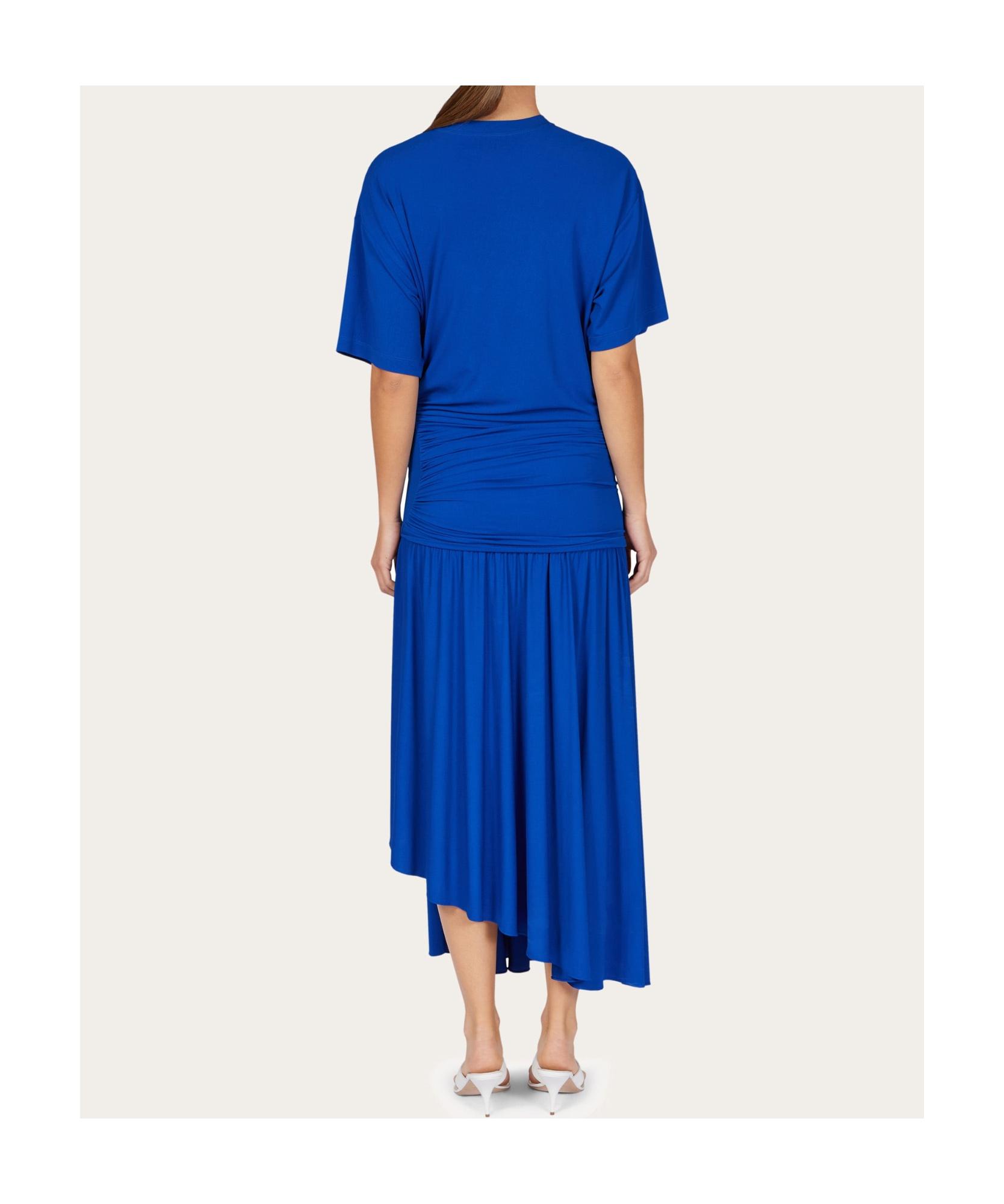 ワンピース FERRAGAMO LONG BLUE DRESS WITH DRAPING Salvatore Ferragamo Ferragamo Women's Long blue Dress With