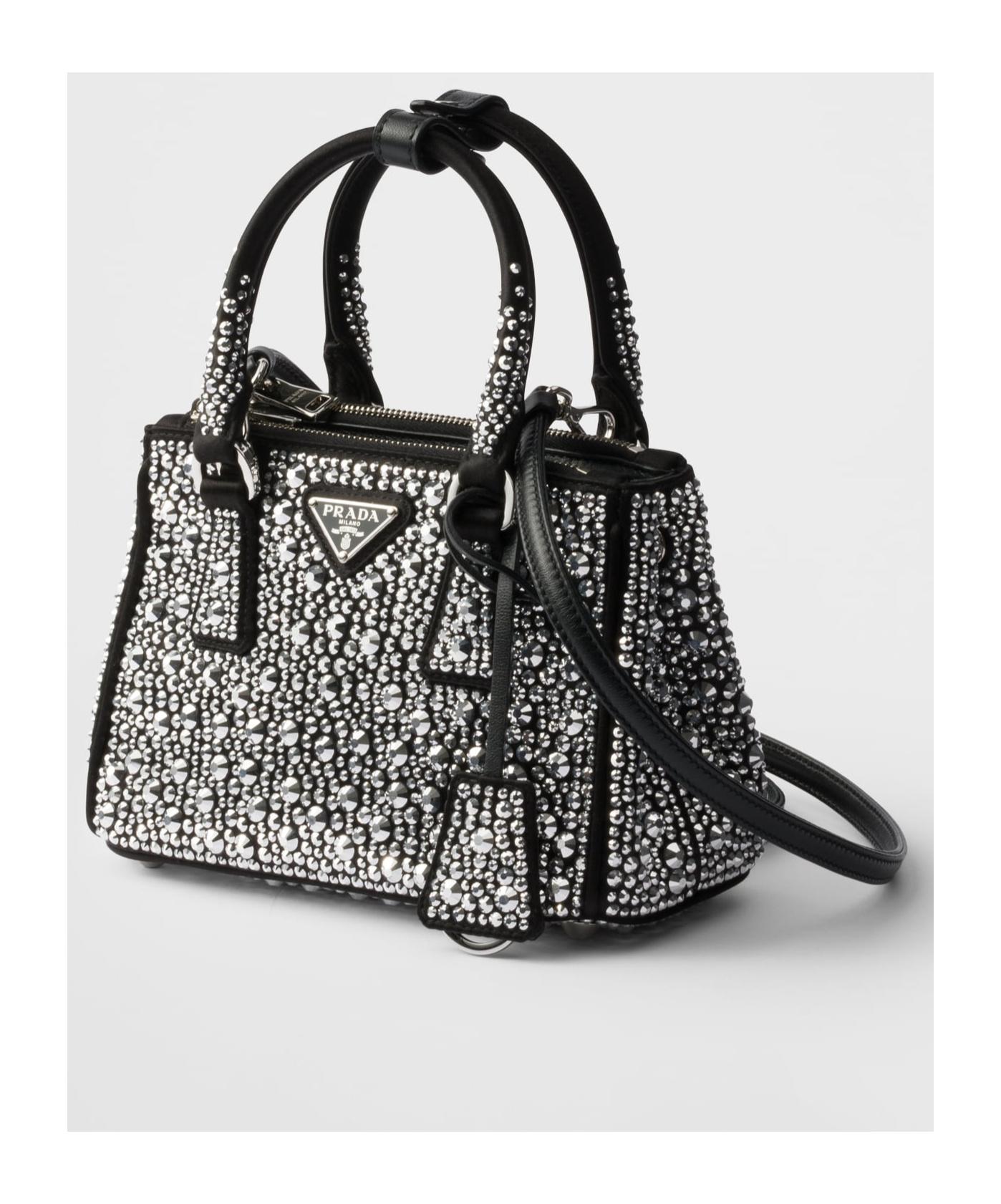 Prada Galleria Satin Micro-Bag With Decorations in Black | Lyst