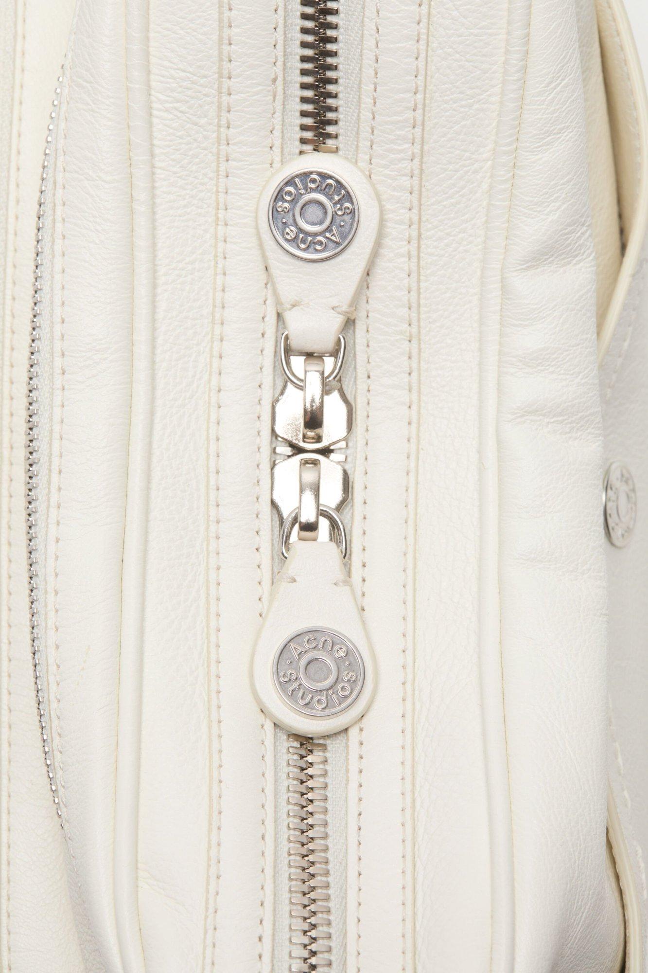Acne Studios Triple-Zip Leather Shoulder Bag in White Lyst
