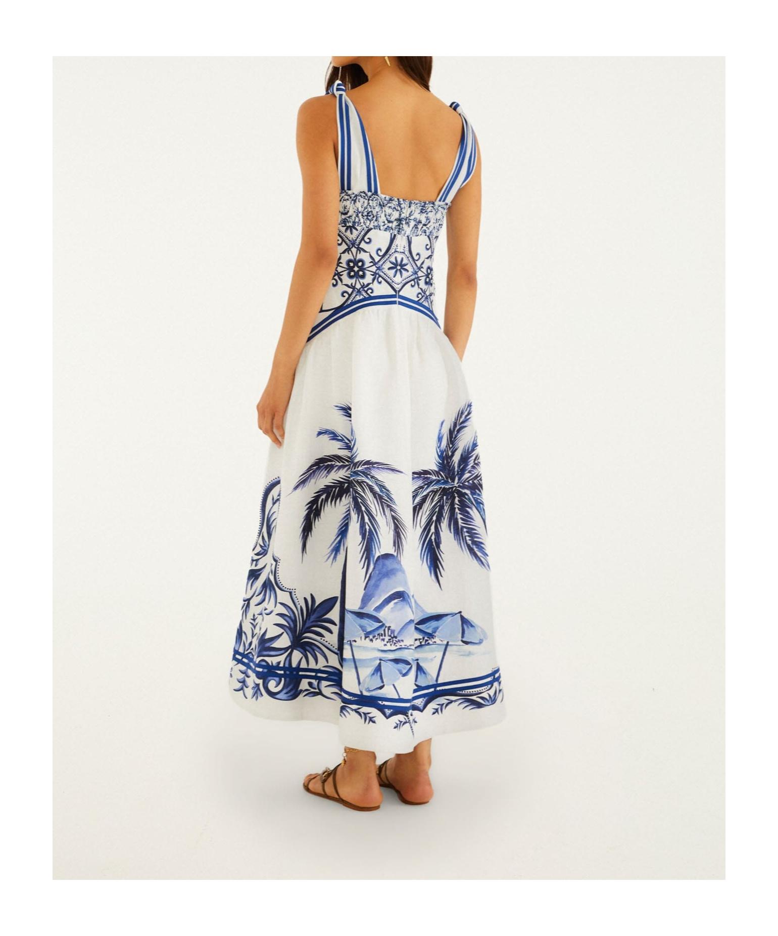 sachin and babi light blue dress Farm Rio Flower Richelieu linen maxi dress Farm Rio