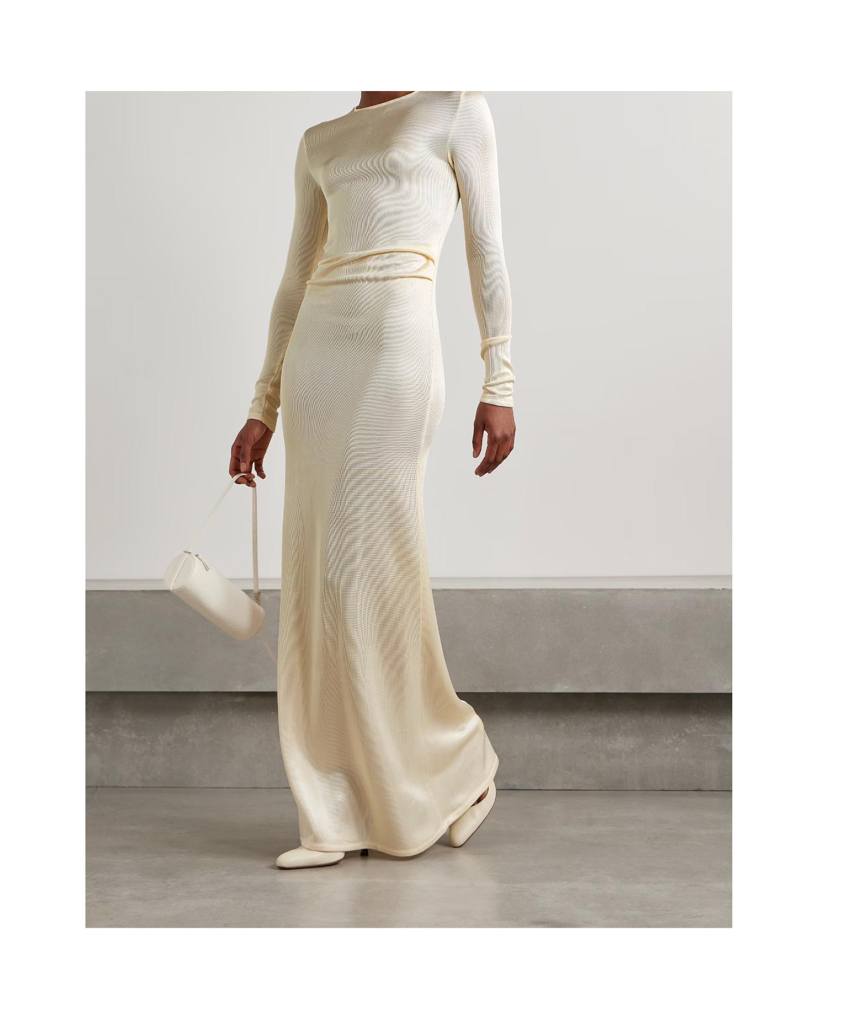 tove luella gathered stretch knit maxi dress luella gathered stretch-knit maxi dress cream