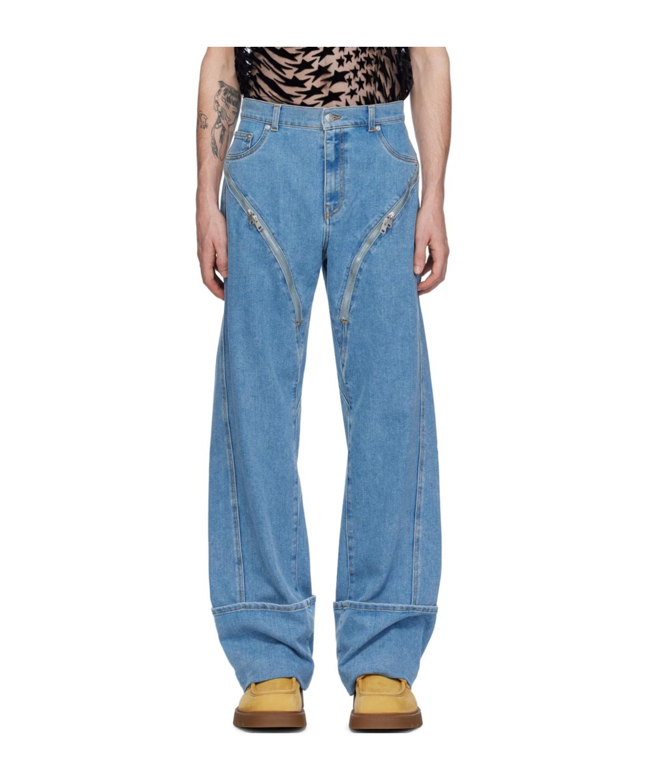 Mugler Zipper Detail Jeans Pants in Blue for Men Lyst