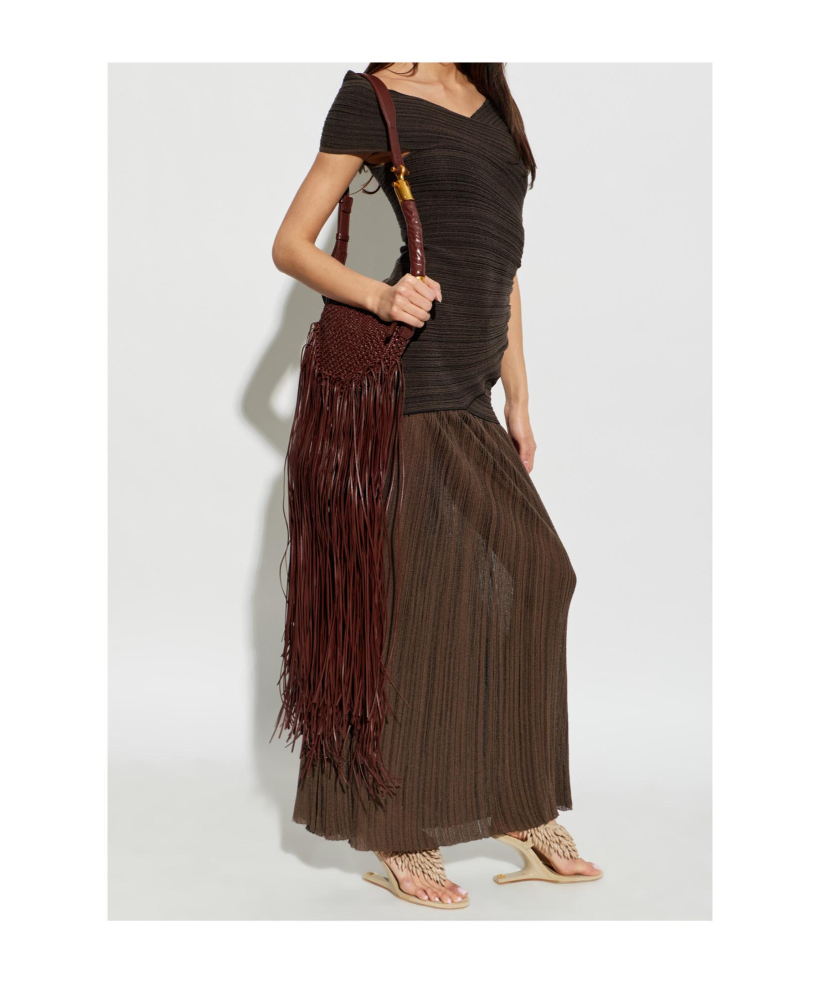 balmain brown dress Draped Off-Shoulder in US Size:L - US 8 50% wood wairgroup:true-fit Santiago 4 Maxi Dress
