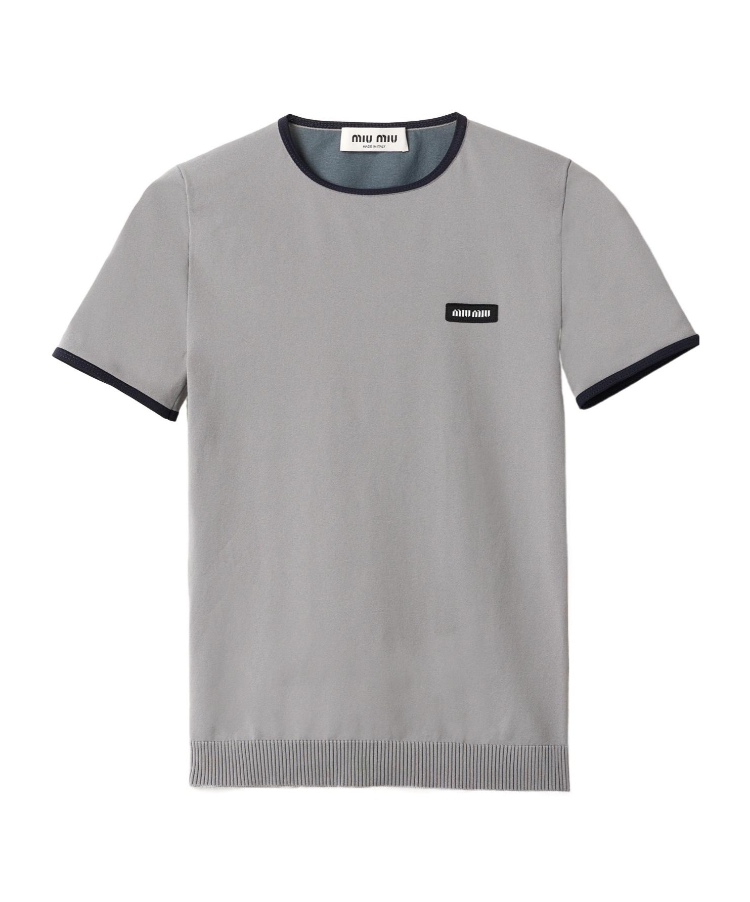 Miu Miu Technical Yarn Crew-Neck Sweater in Gray | Lyst