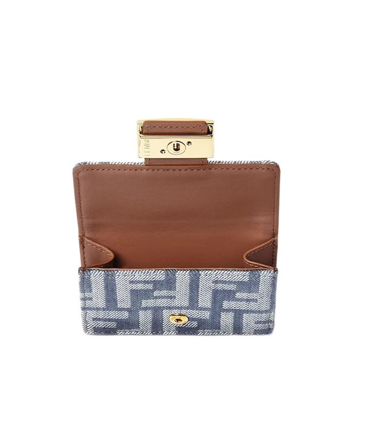 Fendi Baguette Ff Jacquard Micro Trifold Wallet in Blue | Lyst