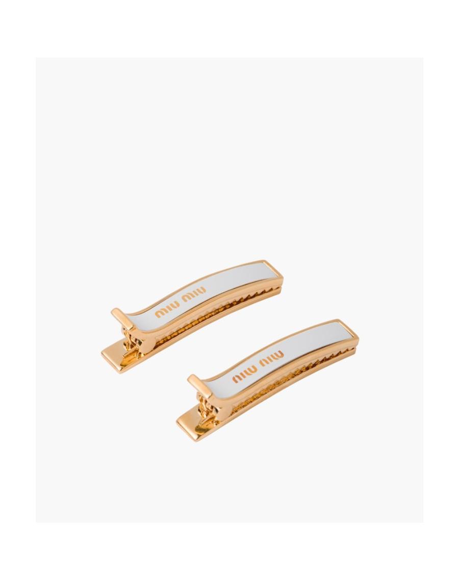 Miu Miu Enameled Metal Hair Clips in White | Lyst