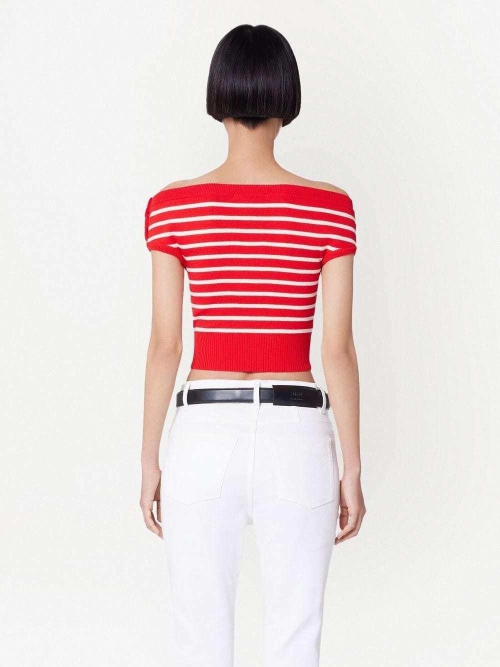 Ami Paris Off-Shoulder Striped Top in Red | Lyst