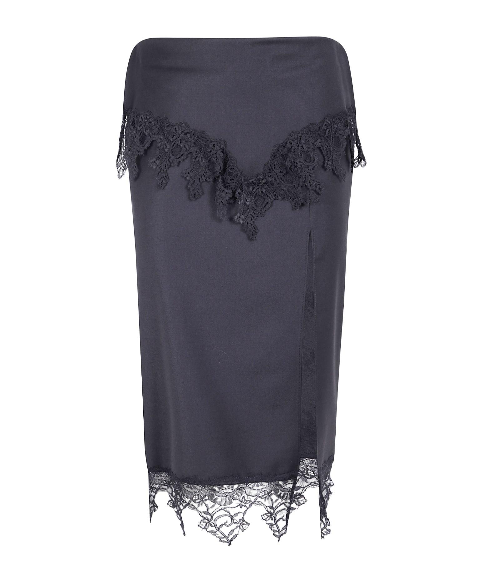 ワンピース BLUMARINE Women Mid Skirts 2A398A 44707 N0990 NERO Black Satin Midi Skirt | Blumarine