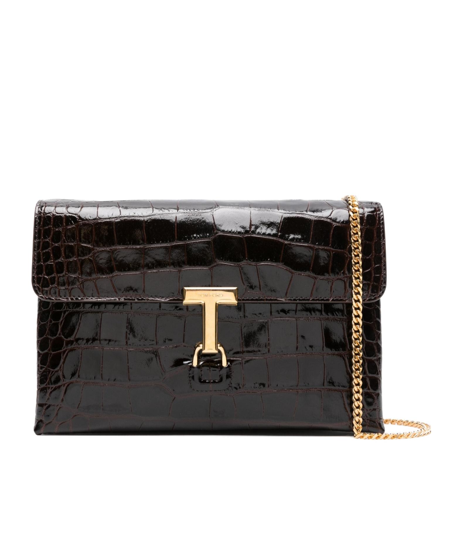 Tom Ford Logo Shoulder Bag in Black | Lyst