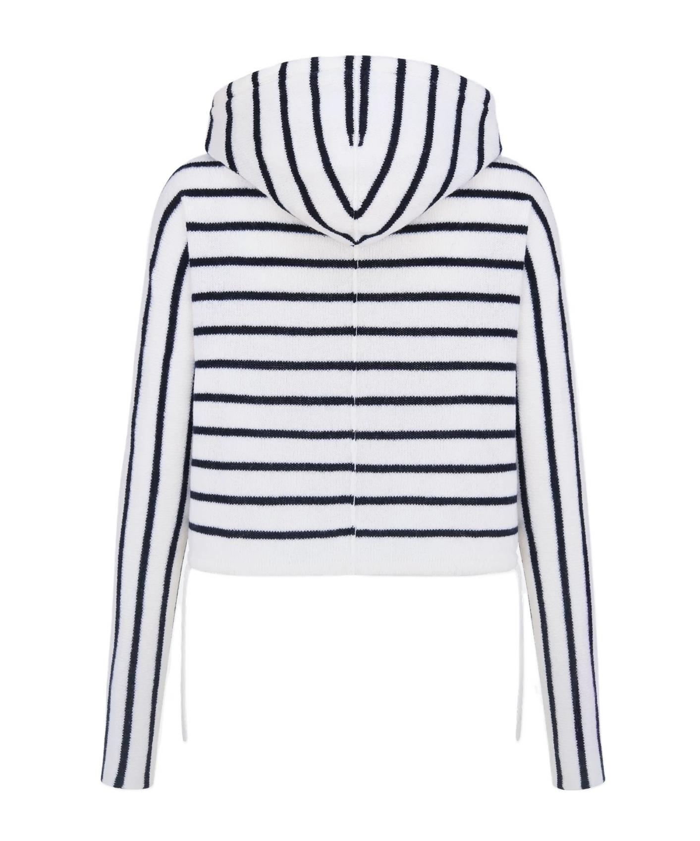 Dior Christian Striped Zip-Up Drawstring Cardigan in White | Lyst