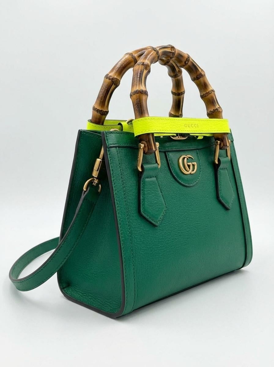 Gucci Xs Diana Bamboo-Detail Tote in Green | Lyst