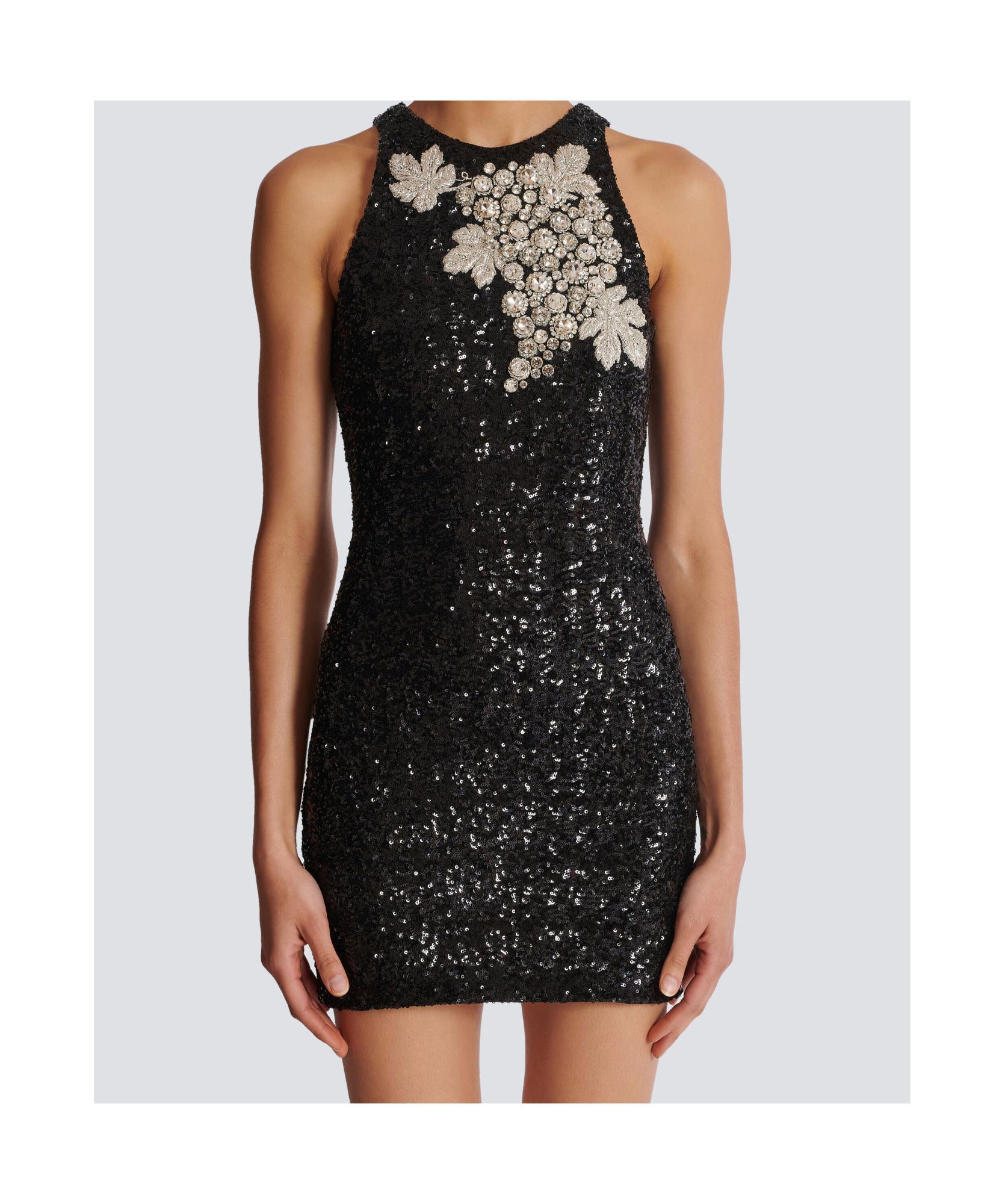 green emerald velvet dress Balmain - Dark Blue Long Sleeve Sequin Dress