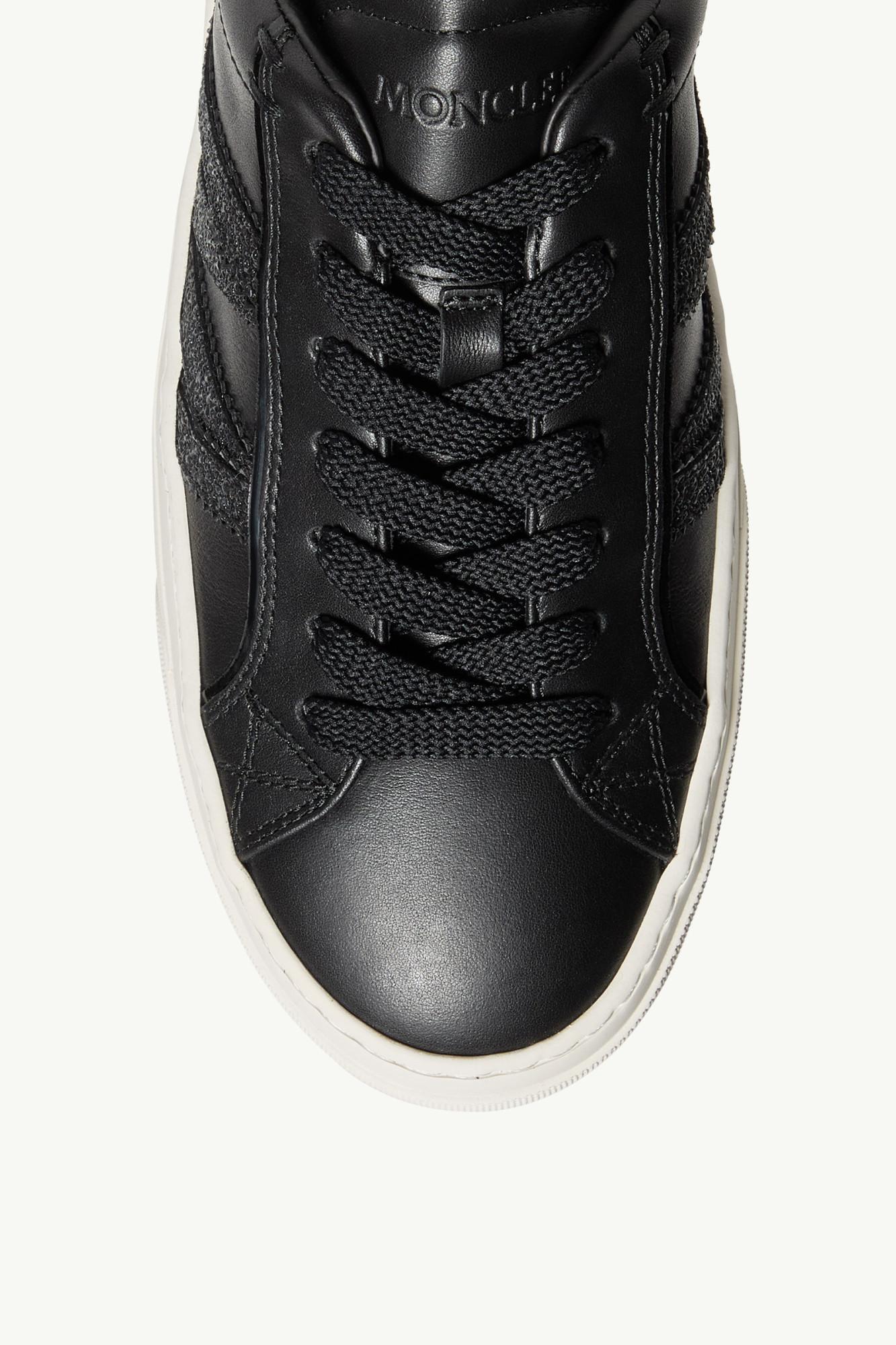 関税込 Moncler Monaco2 Leather & Glitter Trainers Moncler Monaco 2 Low-Top Glitter Leather Sneakers | Neiman