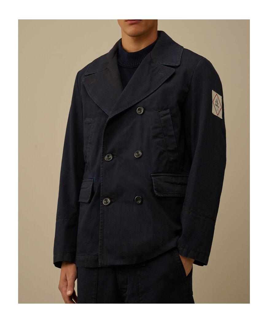 CP COMPANY ブラック Pコート C.P. Company 3/4 Plated Denim Pea Coat in Black for Men | Lyst