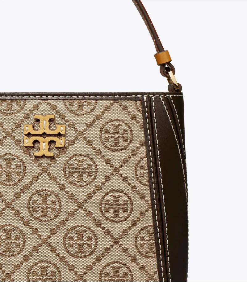 Tory Burch Mcgraw T Monogram Small Bucket Bag in Brown | Lyst