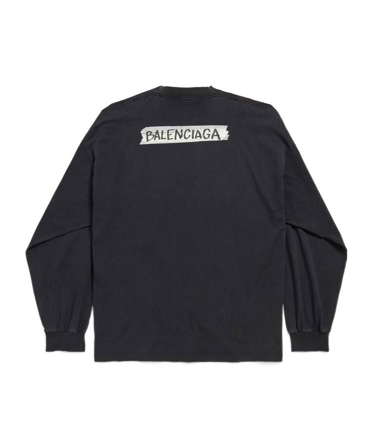 Balenciaga Masking Tape Oversized Long Sleeve T-Shirt in Blue for