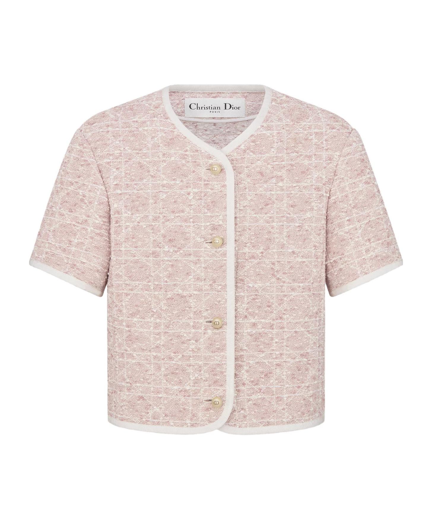 Dior Christian Button-Up Short-Sleeved Jacket in Pink | Lyst