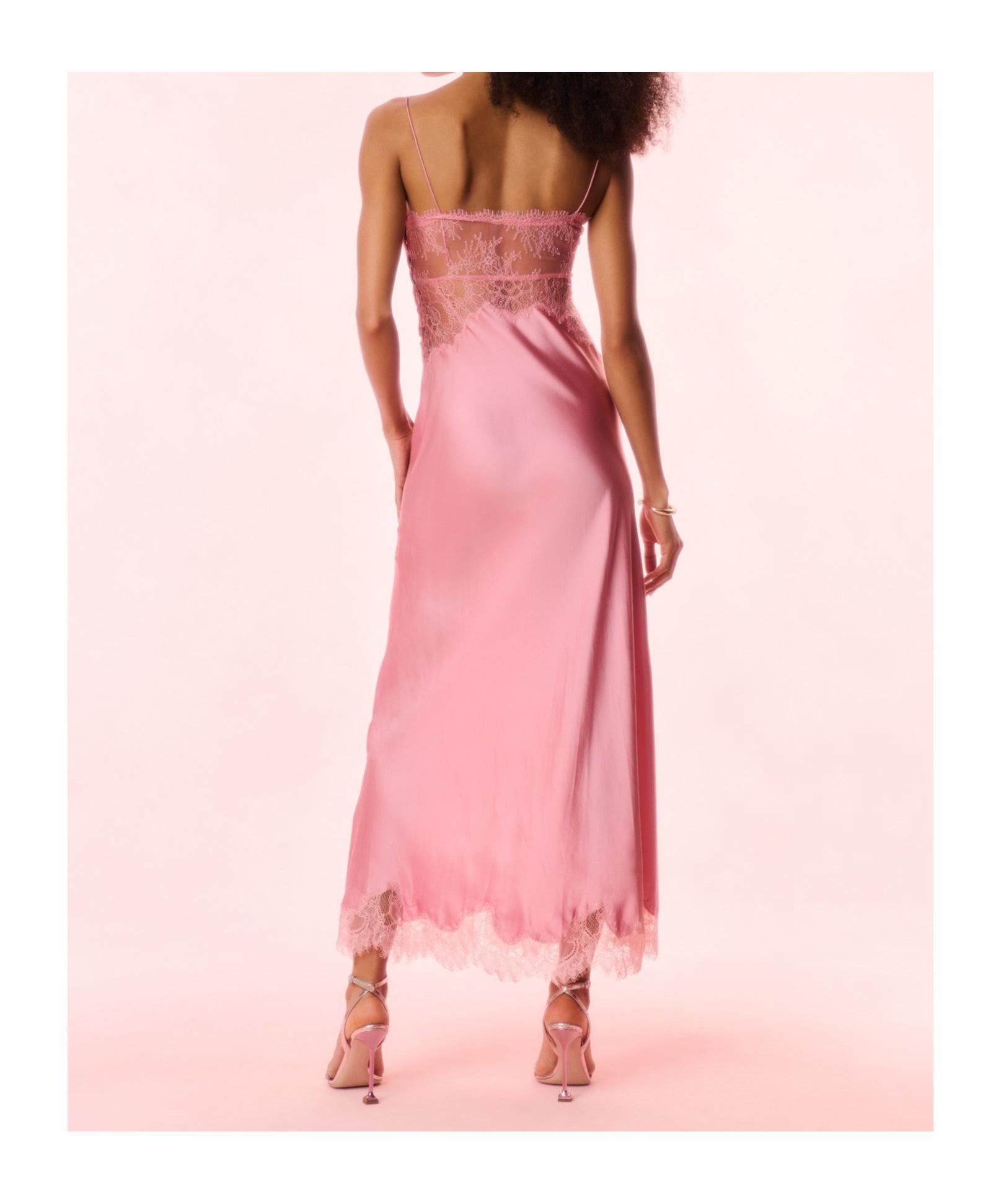 LoveShackFancy Orianna Lace-Trimmed Slip Maxi Dress in Pink | Lyst