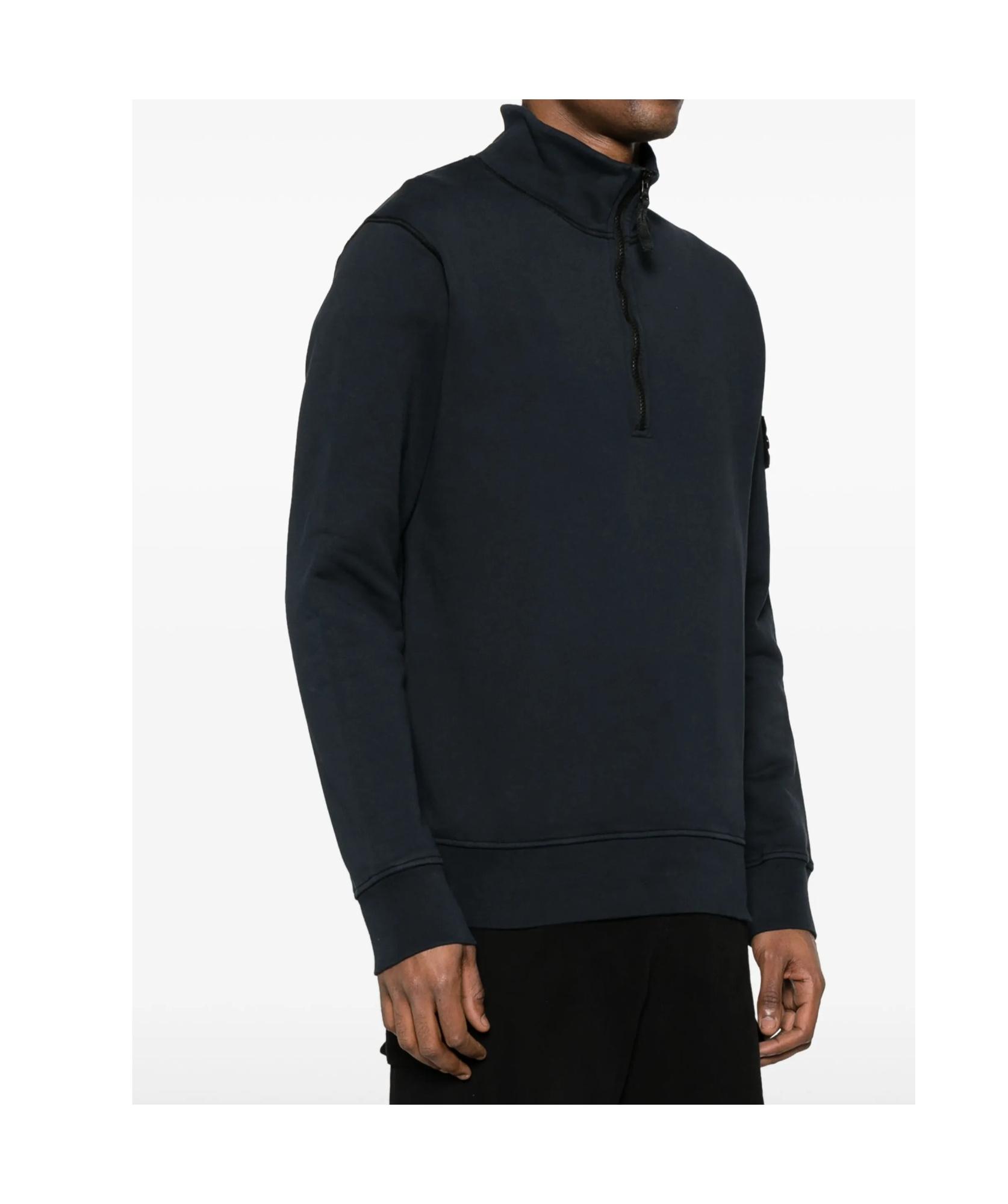 Stone Island Logo Patch Quarter-Zip Sweatshirt in Blue for Men | Lyst