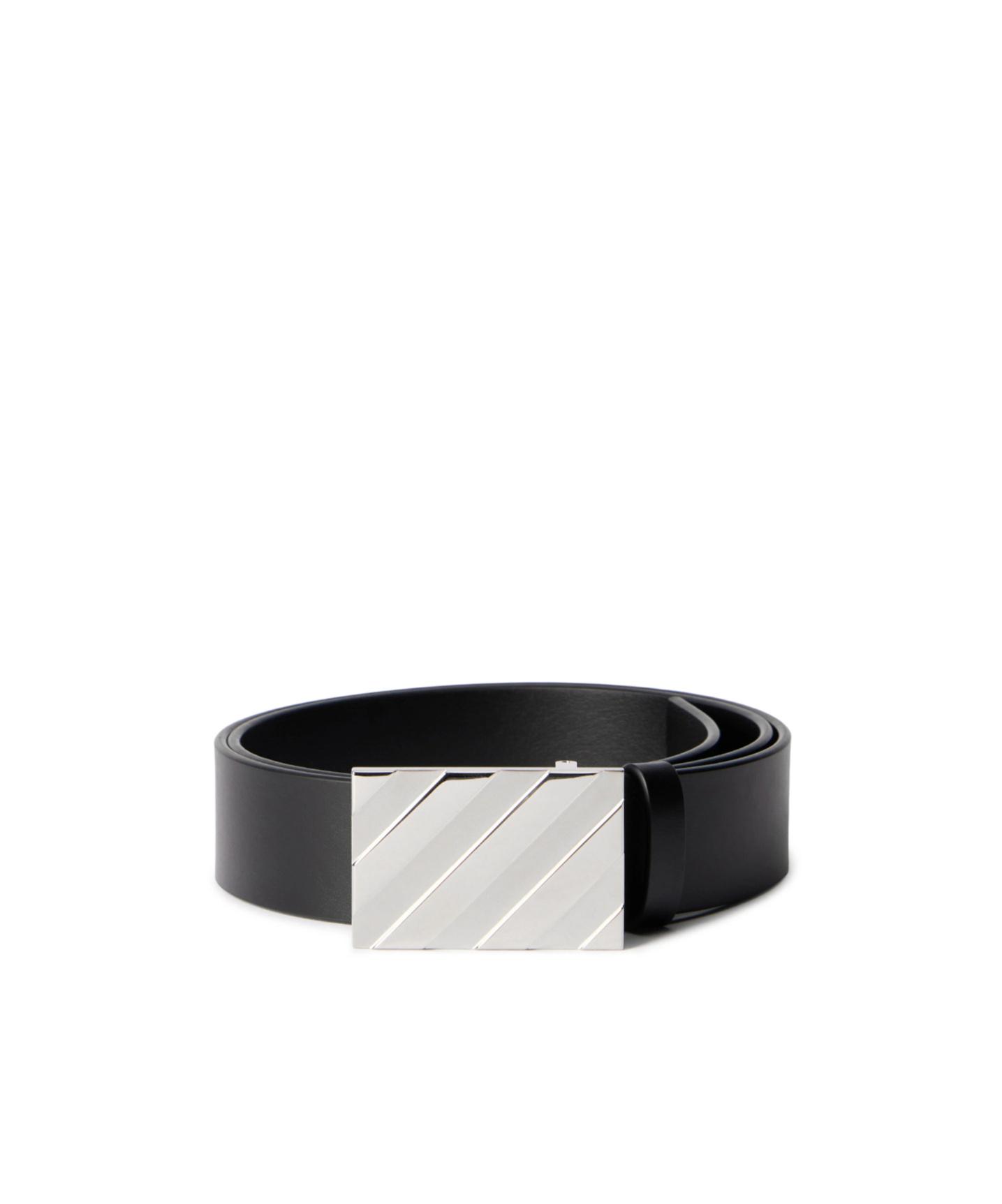 OFF-WHITE Virgil Abloh Black Leather Buckle Belt (Diagonal Stripe Camera Strap) Leather belt Off-White Black size S International in Leather  main image 3