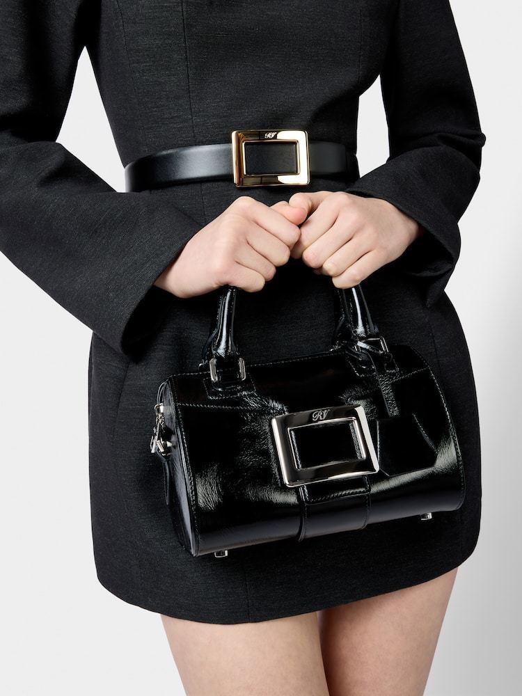 バッグ・カバンその他 ROGER VIVIER Belle Vivier Mini Bowling Bag in black patent l Roger Vivier Belle Vivier Mini Bowling Bag In Black Patent