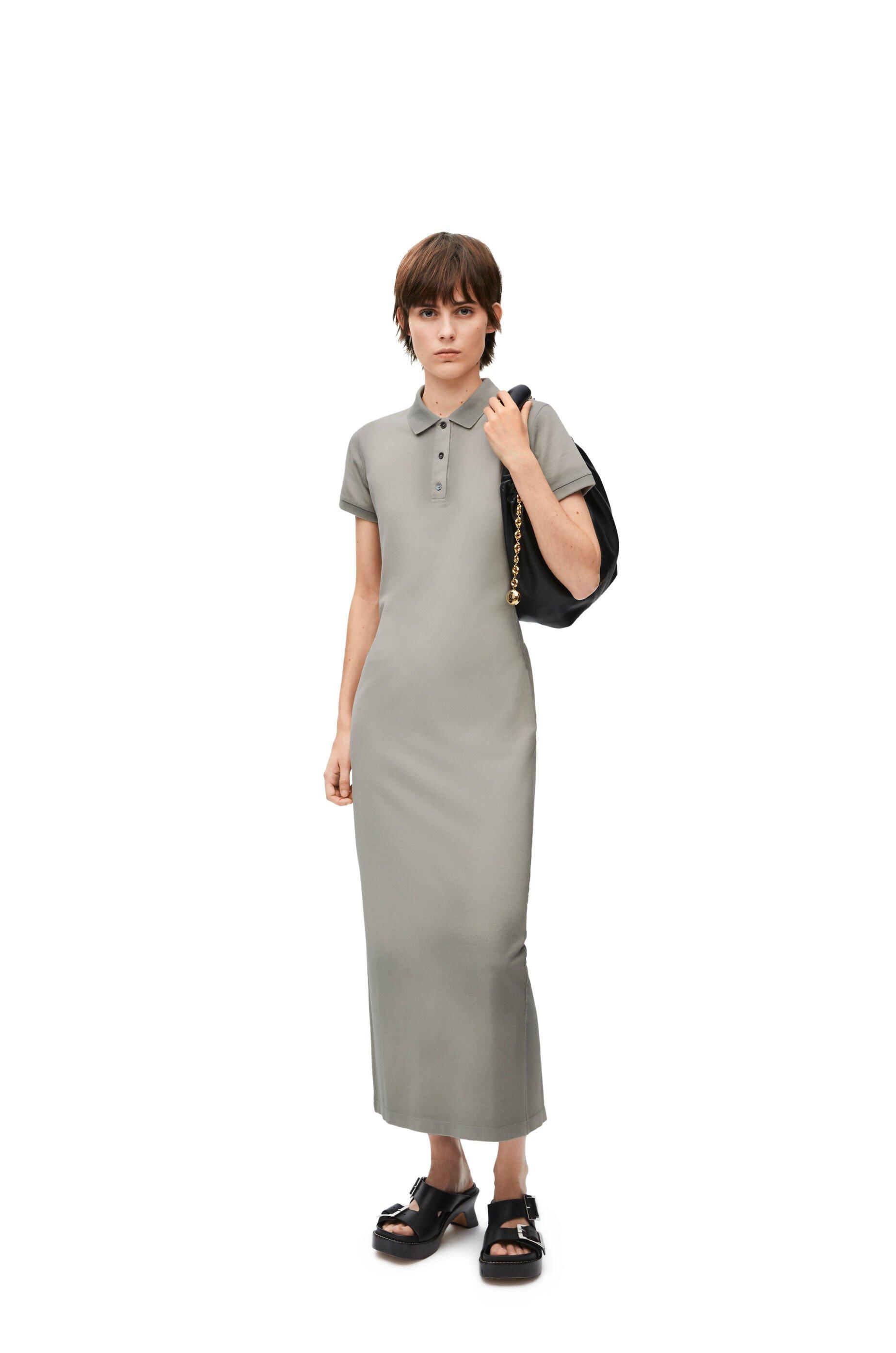 loewe dress grey Loewe Grey Sweat Hoodie Midi Dress