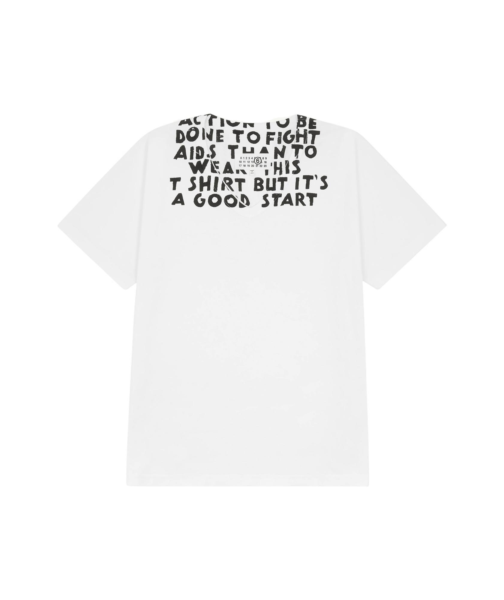 MM6 by Maison Margiela V-Neck Sida T-Shirt in White | Lyst