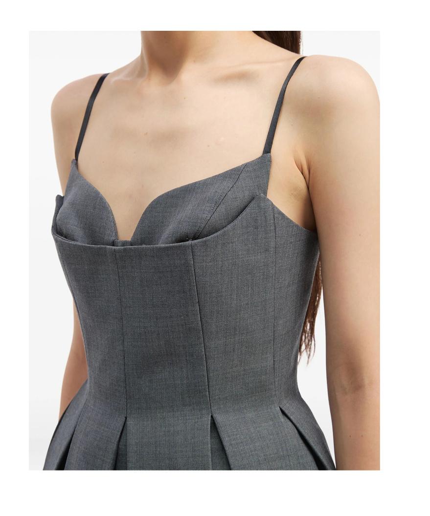 shushu tong grey dress Shushu/tong Off-the-shoulder Gathered Woven Mini Dress