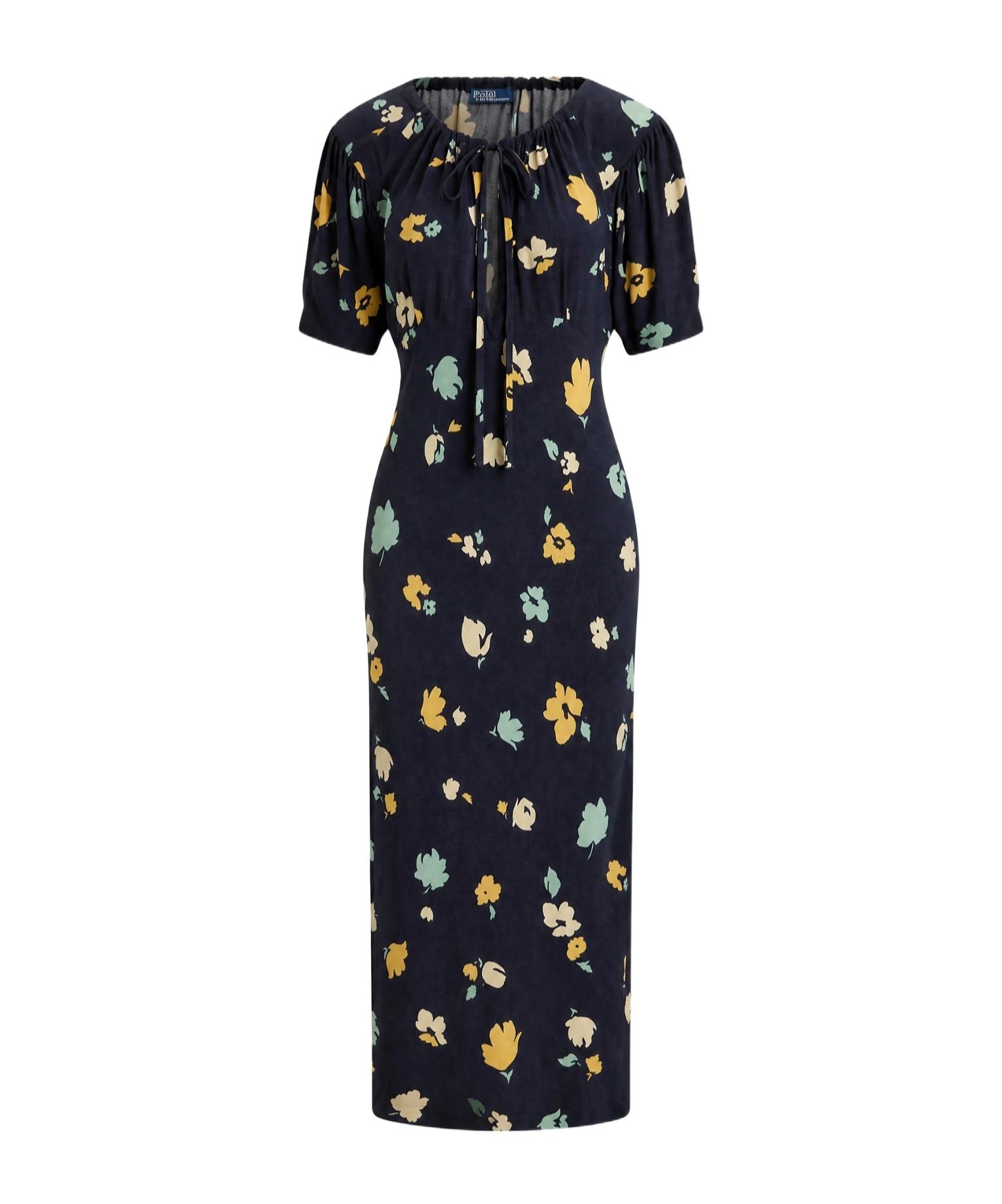 polo ralph lauren belted floral-print silk-twill midi shirt dress Floral Handkerchief-Hem Dress