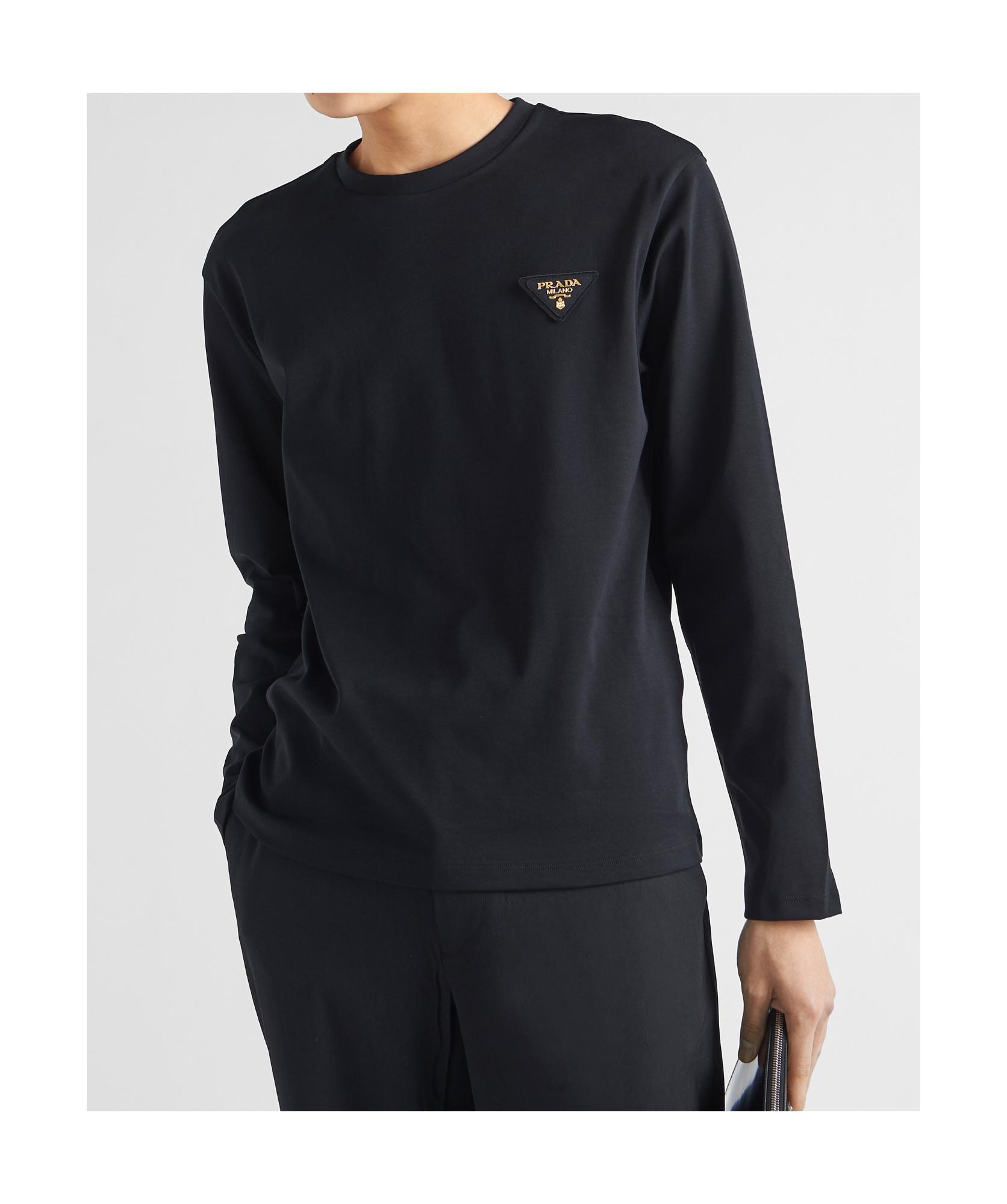 トップス PRADA Triangle Logo Long Sleeve Tee Prada Long-Sleeved Cotton T-Shirt in Blue for Men | Lyst