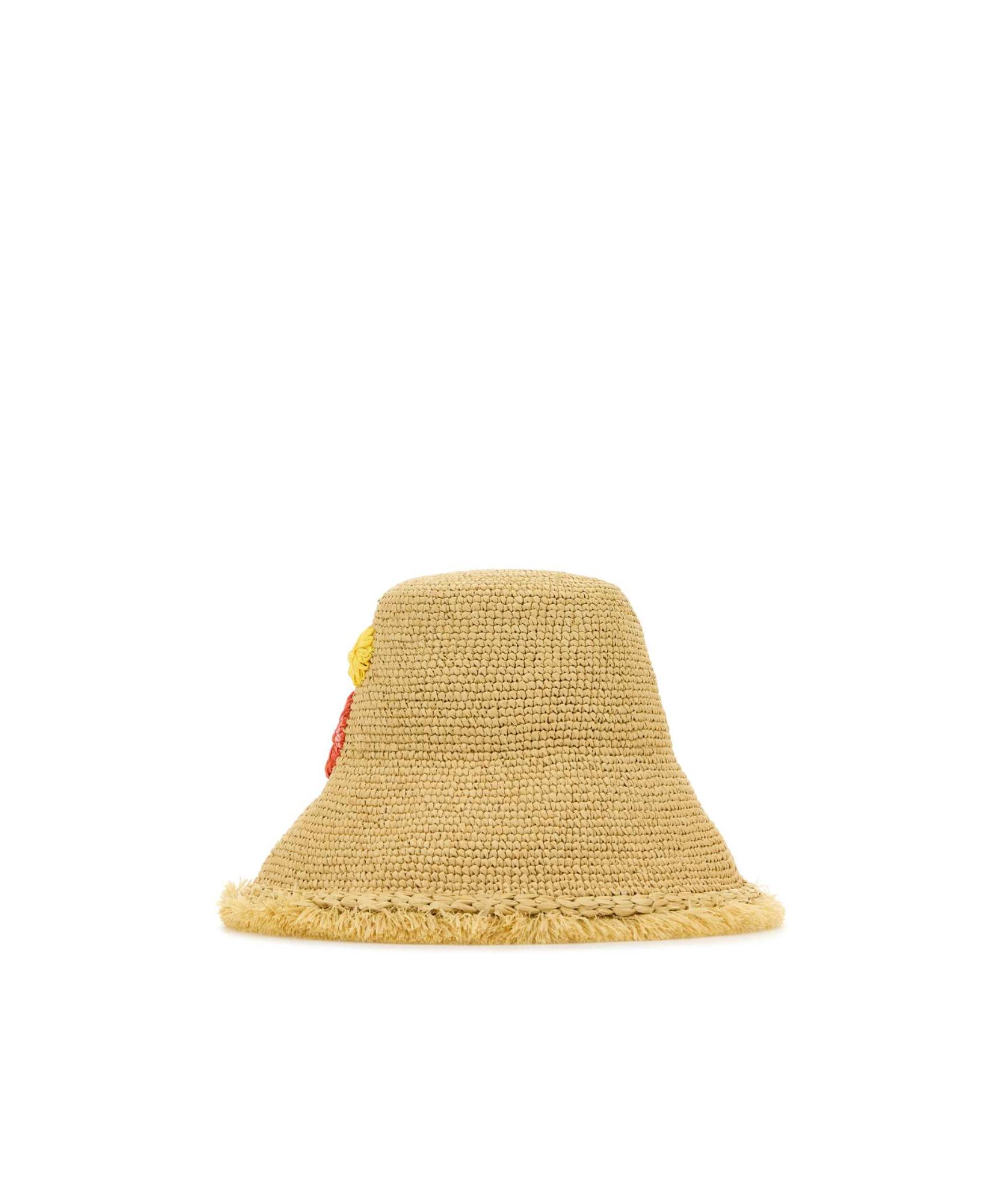 ハット Prada Embroidered Raffia Hat PRADA Logo-Embroidered Faux-Raffia Bucket Hat in Black