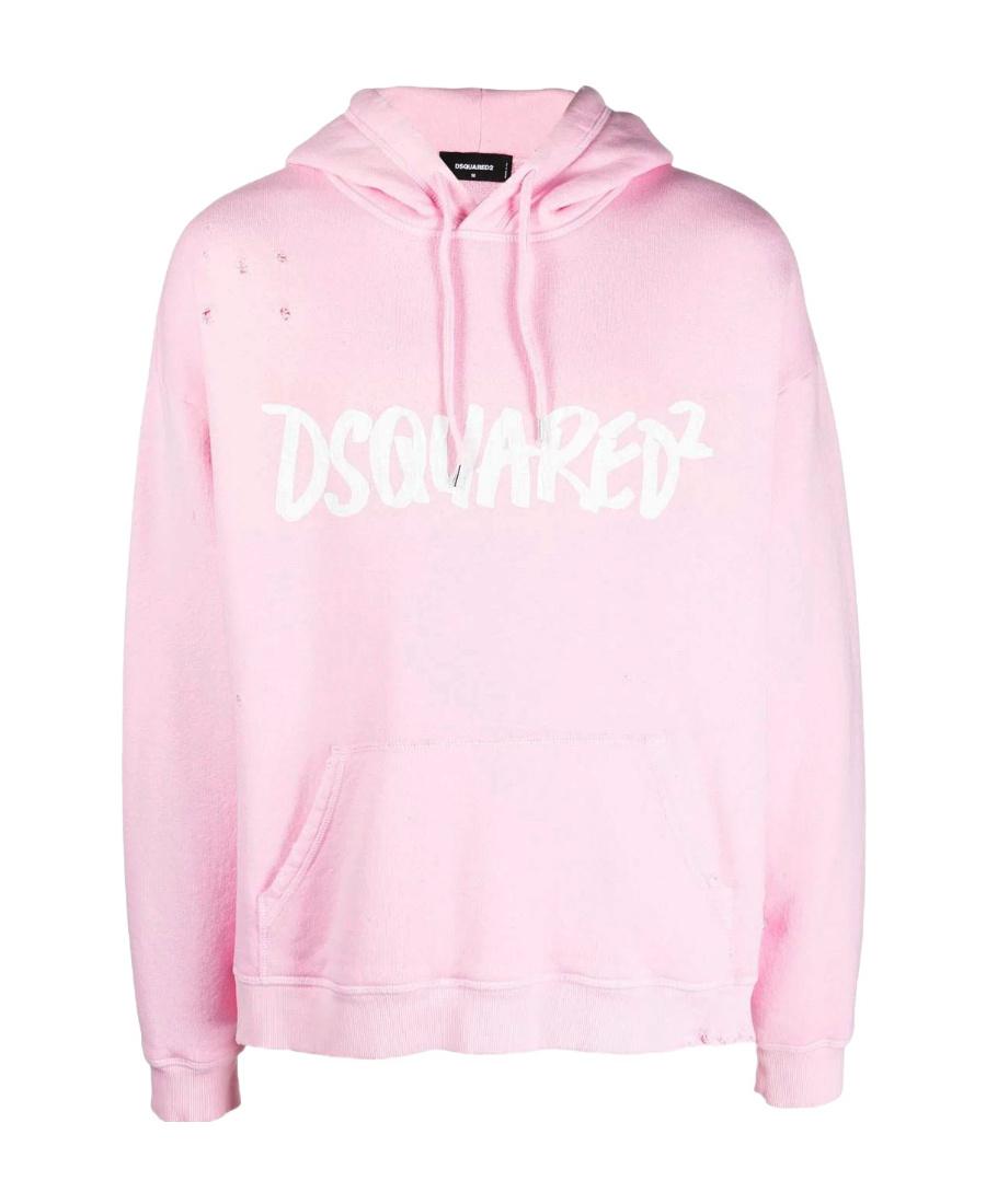 DSquared² Distressed-Finish Cotton Hoodie in Pink for Men | Lyst