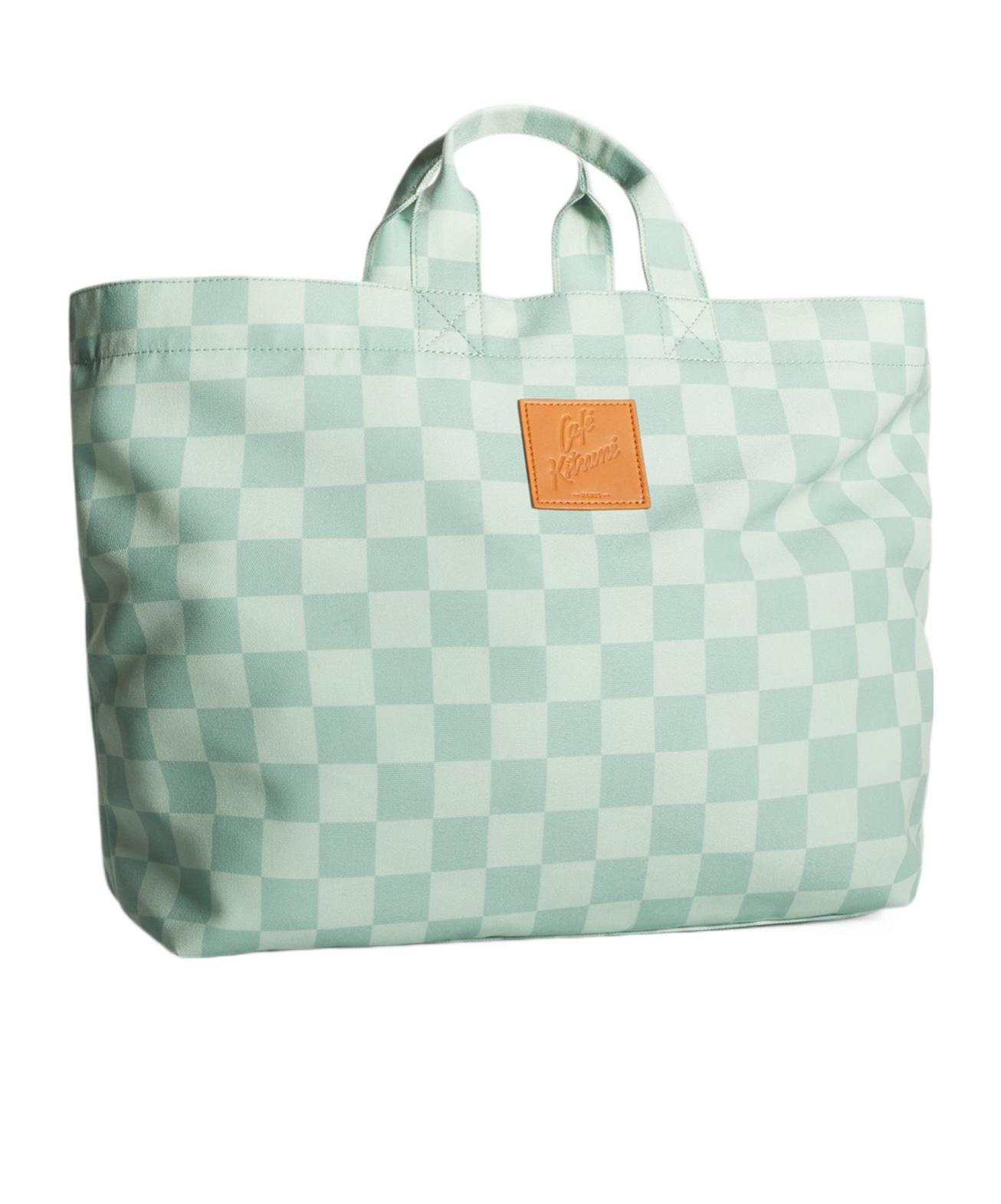 Maison Kitsune■Unisex CafeKitsune Checkerboard MaxiToteBag Maison Kitsuné Cafe Kitsune Checkerboard Maxi Tote Bag in