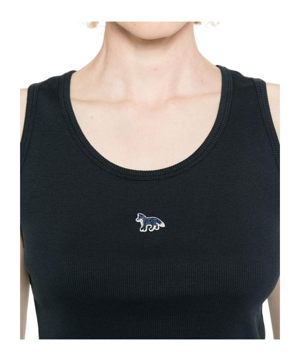 Maison Kitsuné Maison Kitsuné Baby Fox Ribbed Tank Top in Blue for
