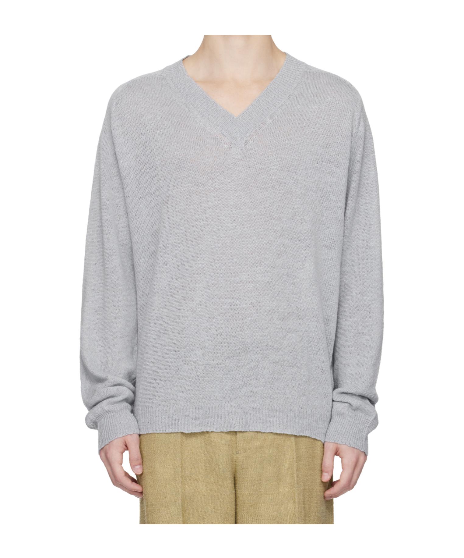 トップス OUR LEGACY BIG V-NECK KNIT Our Legacy - Sonar V-Neck Ash Melange Stately Wool