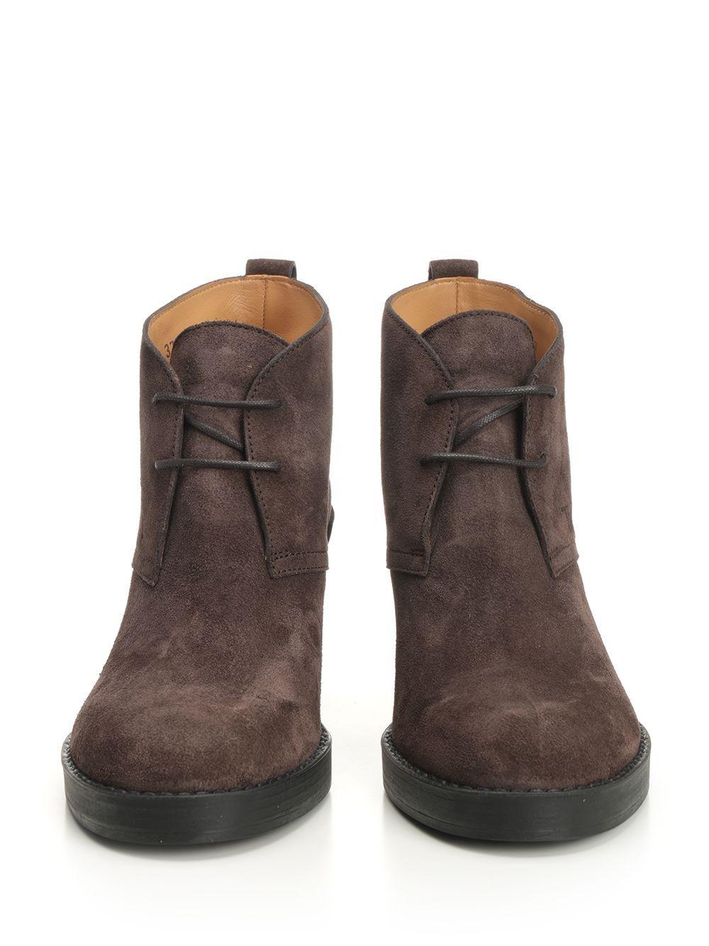 Tod\'s Dark Brown Leather Moc-Toe Lace-Up Boot Tod main image 3